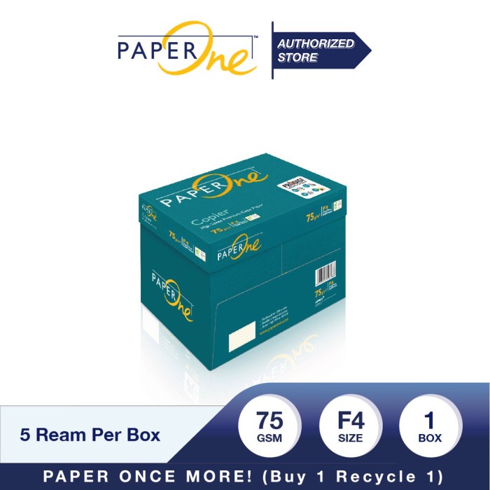 

PaperOne Kertas F4 75gr Copier 1 Box (2500 lembar) Kertas HVS