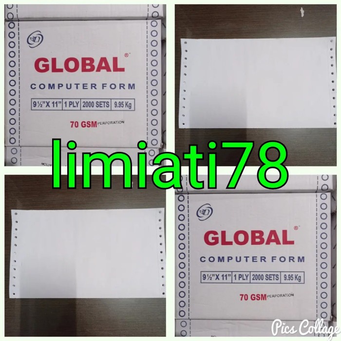 

Kertas Continuous Form Global 9 1/2 x 11 : 2 (1 ply)