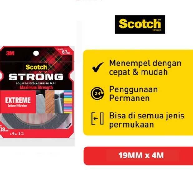 

Scotch 3 M Double Tape 3 M Extreme Mounting Tape 414-M19 19mmx4meter -FN10
