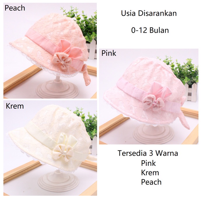Topi Kupluk Bayi Cewek - Topi Bayi Cantik - PEACH
