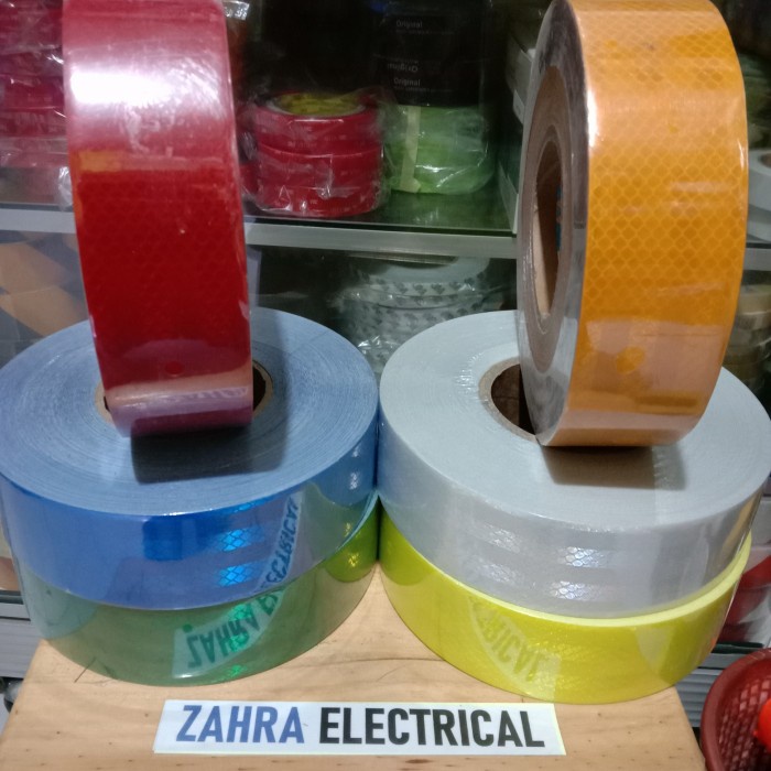 

Sticker Stiker Reflektor Reflektive Tape Pemantul Cahaya Biru permeter - yellow grey -FN10