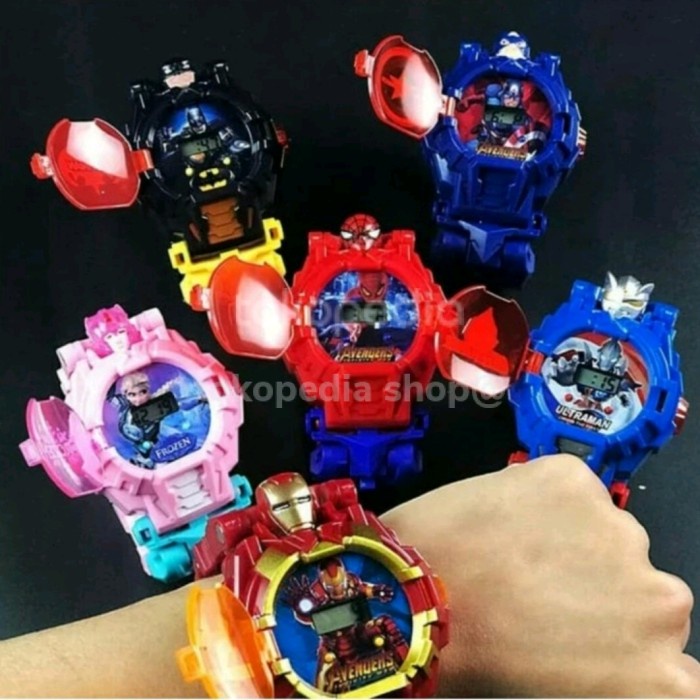 JAM TANGAN ROBOT ANAK KARAKTER ULTRAMAN BISA JADI ROBOT+NYALA LAMPULED - Biru