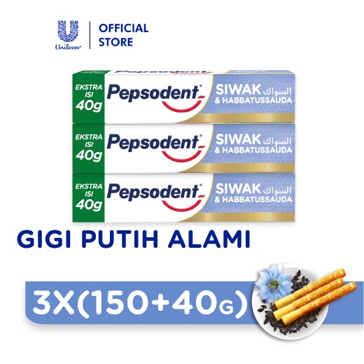 Pepsodent Complete 8 Siwak Habbatusauda 190g Triplepack