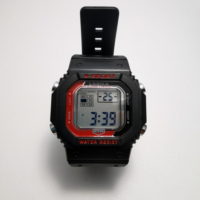 Jam tangan digital Lasika Anak segi water Resist Lasika segi - hitam merah