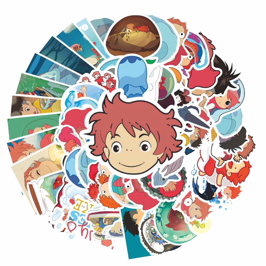 

COD✨ 50 Pcs Stiker Pack Kawai Anime ponyo Anti Air Untuk Dekorasi Notebook Sepeda Skateboard Handphone DIY