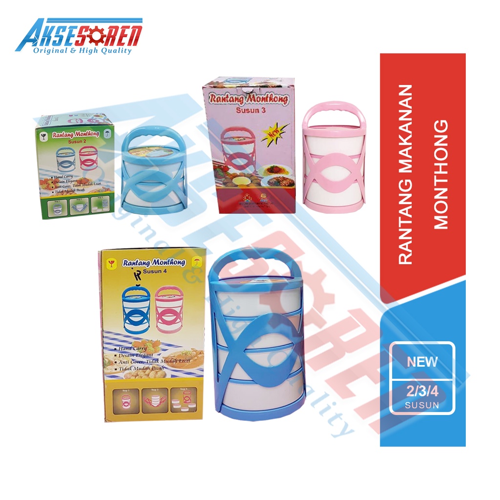 Rantang Susun Plastik Monthong [2/3/4 Susun] / Tempat Makan Pelastik Murah Untuk Piknik / Wadah Nasi