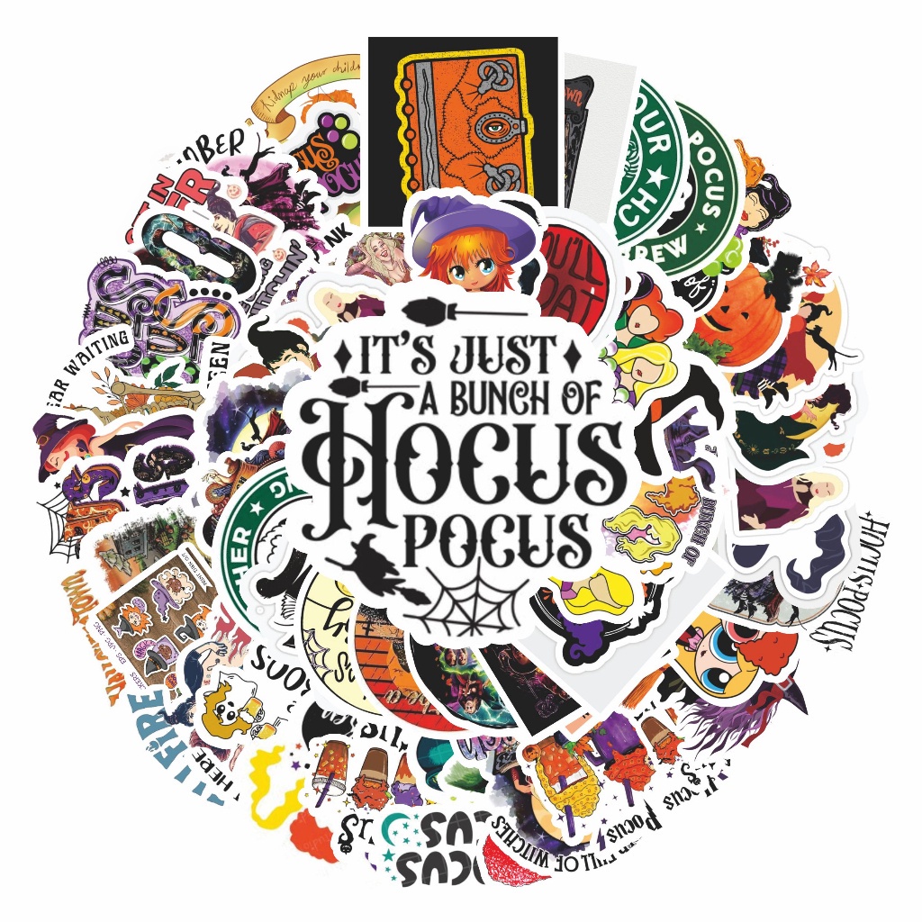 

COD✨ 50 Pcs Stiker Pack Motif Hocus pocus witch Lucu Aesthetic Vynil Waterproof untuk Freebies Sticker Buku Journal Casing HP Laptop