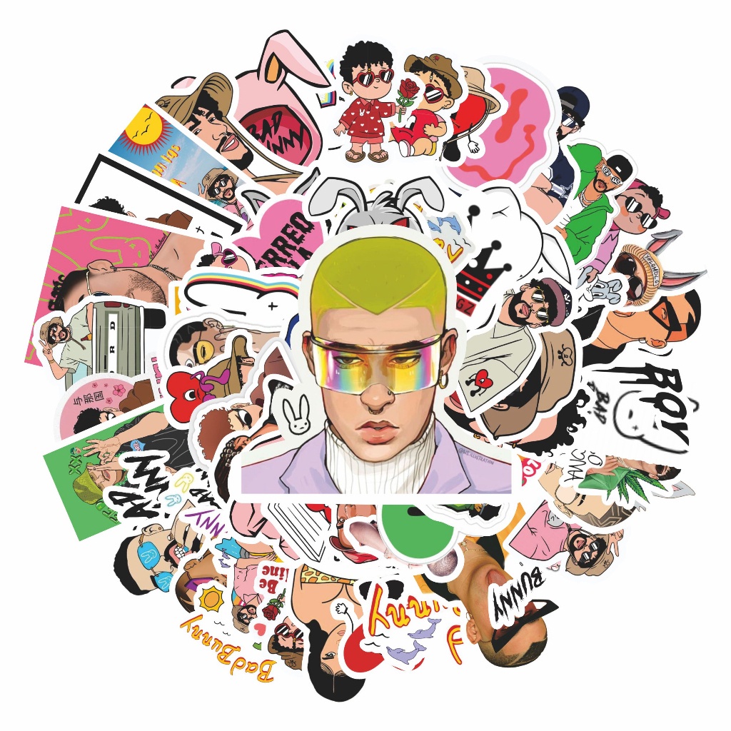 

COD✨ 50 Pcs Stiker Pack Motif BAD BUNNY Lucu Aesthetic Vynil Waterproof untuk Freebies Sticker Buku Journal Casing HP Laptop