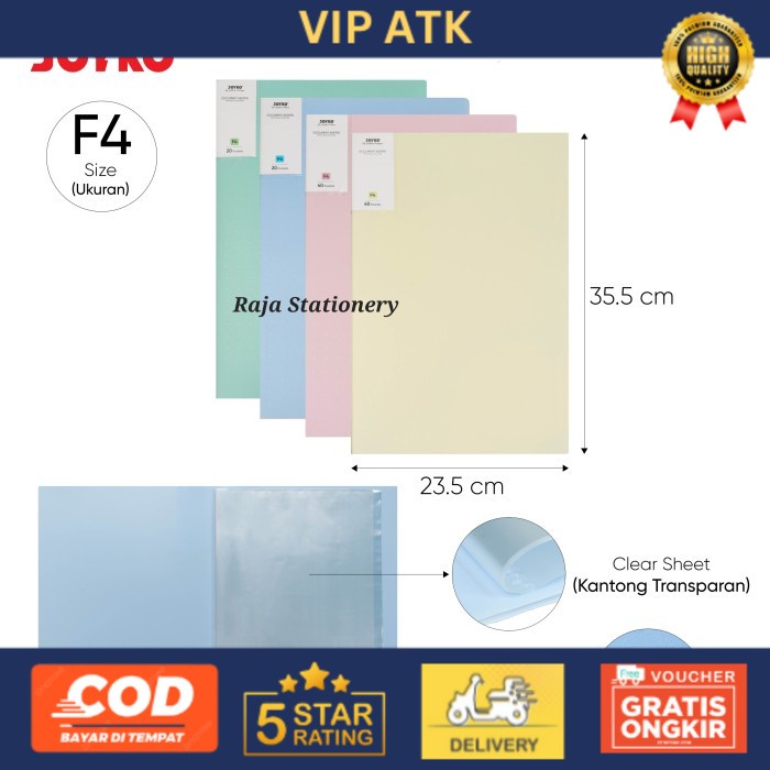 

Joyko Document Keeper A4 F4 Clear Holder PASTEL Map Dokumen Album - F4, 20 Lembar alat tulis kantor atk