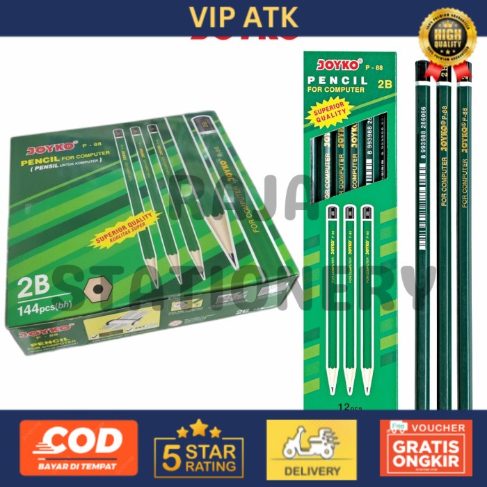 

PENSIL KAYU JOYKO P88 PENCIL 2B KOMPUTER UJIAN GROSIR P-88 [144PCS] alat tulis kantor atk