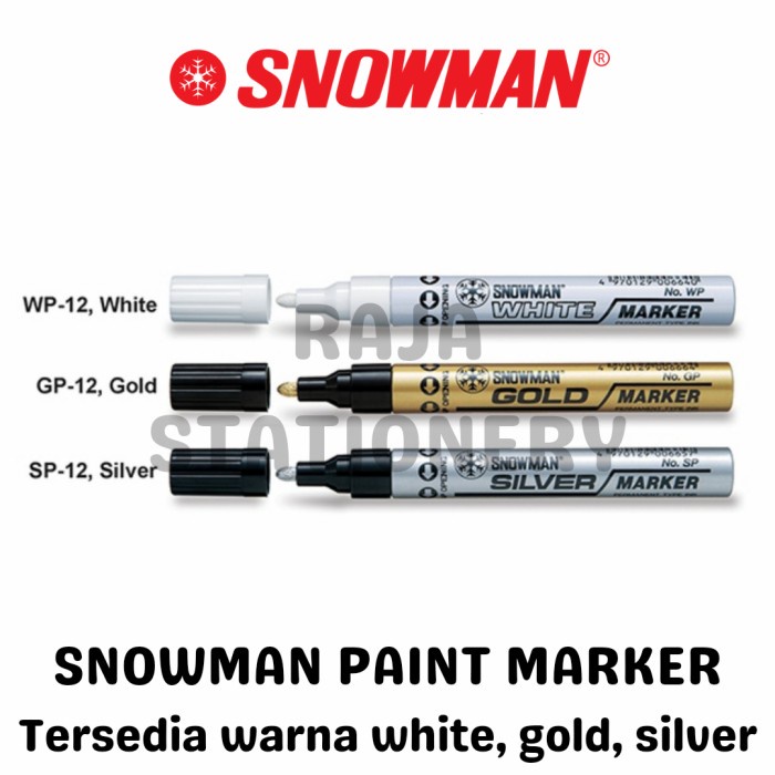 

Snowman Paint Marker Spidol Snowman Putih Gold Silver Permanent Marker - WHITE alat tulis kantor atk
