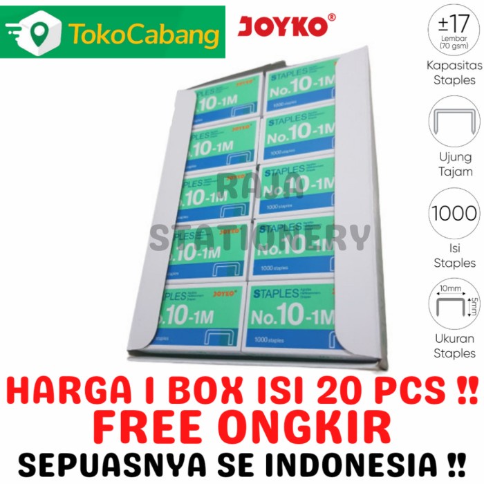 

STAPLES JOYKO NO.10 KECIL ISI STEPLER HEKTER NO.10-1M 1 BOX ISI 20 PCS alat tulis kantor atk