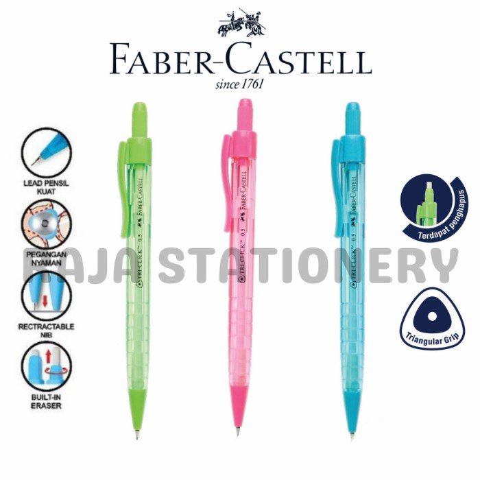 

Faber Castell Mechanical Pencil Tri Click 0.5mm / Pensil Mekanik Faber alat tulis kantor atk