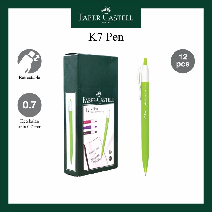 

Faber Castell Ball Pen K7 0.7mm / Bolpen Pen Pena Faber Castell K7 alat tulis kantor atk