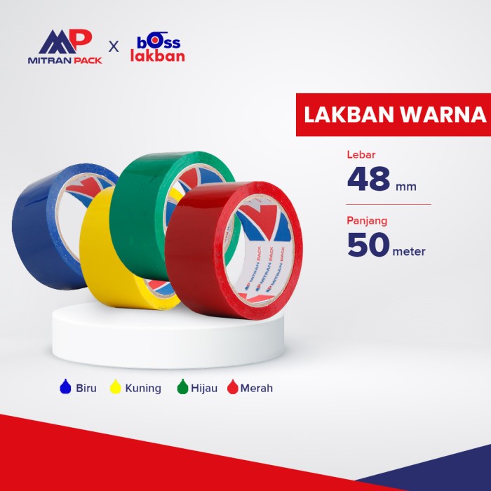 

Lakban Warna Merah Biru Kuning Hijau Mitran Pack