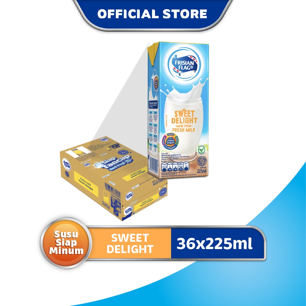 

Frisian Flag UHTM Sweet Delight Carton Pack 225ml x 36