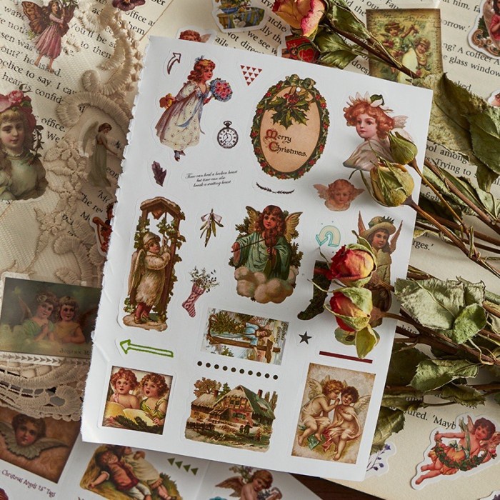 

ghg Buku Sticker Vintage Scrapbook Isi 20 Lembar Retro Stickers Aesthetic