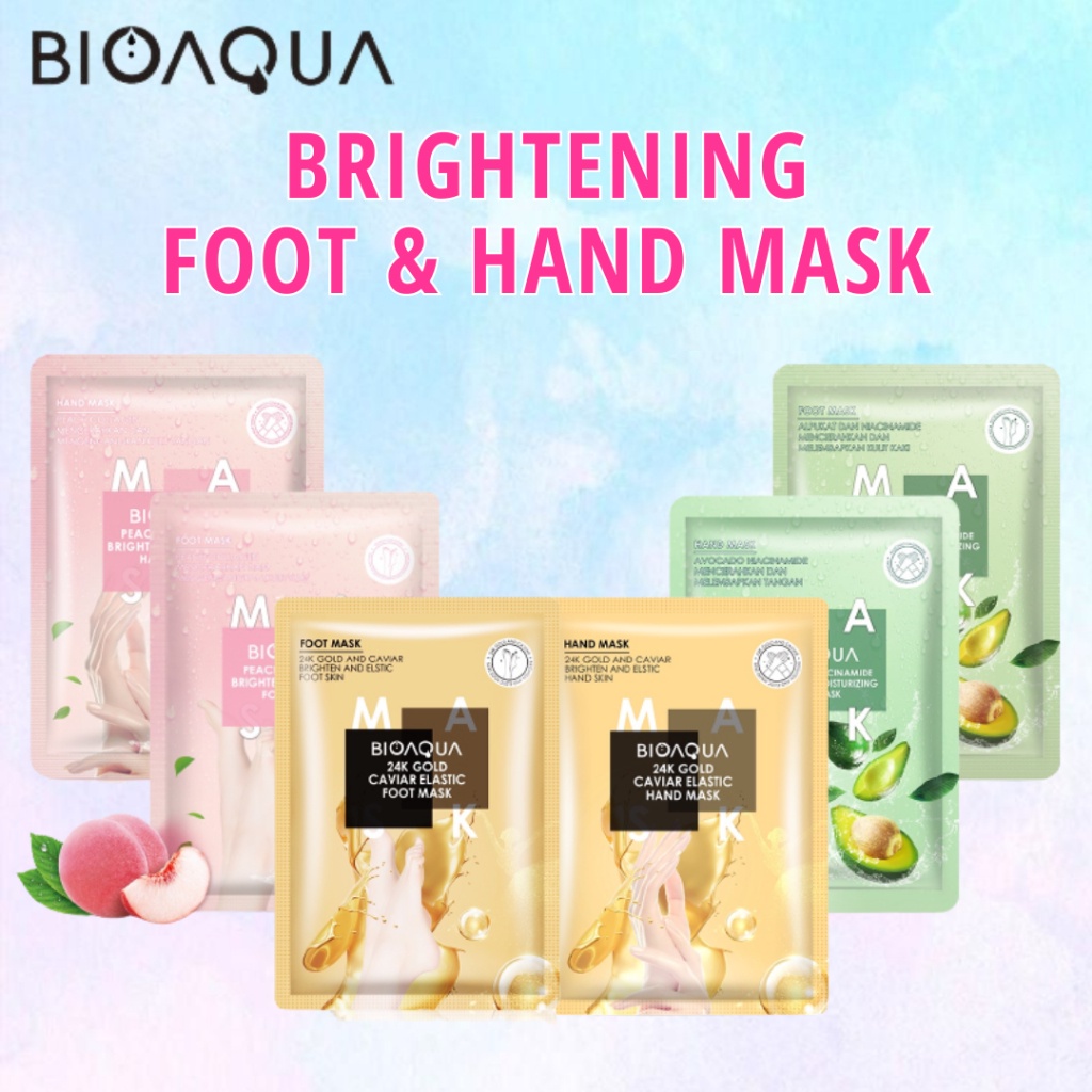 BIOAQUA Foot Mask Niacinamide Moisturizing Masker Kaki Bioaqua 24K Gold Caviar Brightening Hand Mask