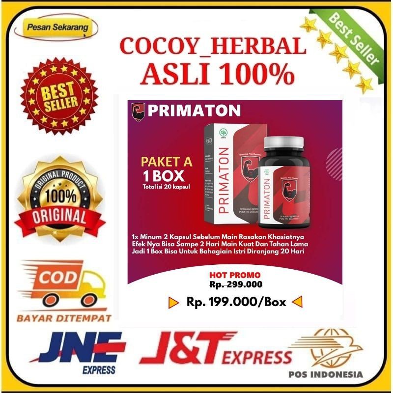 ASLI ( Terlaris ) PRIMATON KUAT STAMINA DAN TAHAN LAMA 100% HERBAL ALAMI - HALAL + BPOM