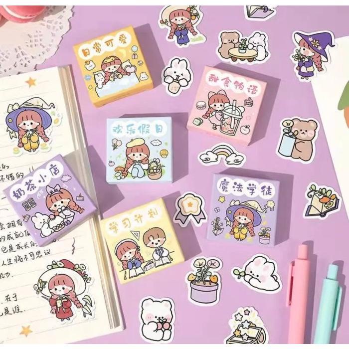 

(SC) Stiker Dekorasi Isi 50pcs Stiker DIY Aneka Desain Motif Kartun Lucu - MeiYuan