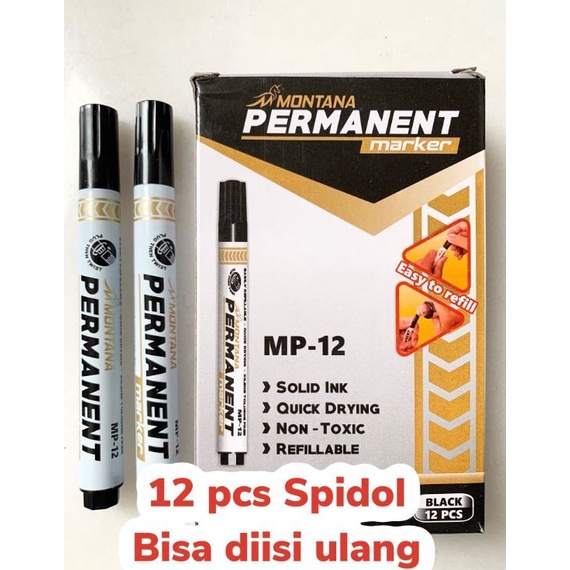 

(12pc) SPIDOL PERMANENT MARKER HITAM / SPIDOL PERMANEN MURAH murah