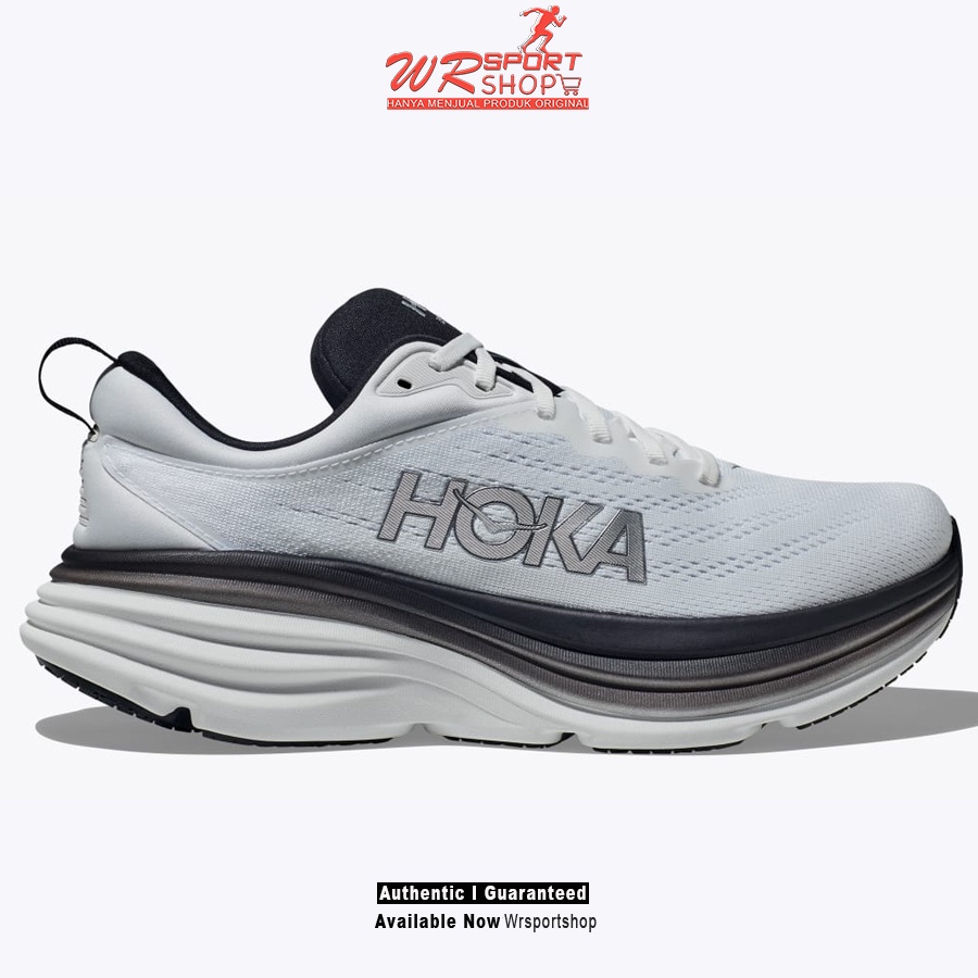 Sepatu Lari Pria Hoka Bondi 8 White/Black ORIGINAL