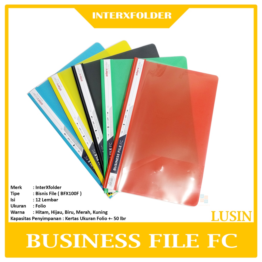 

INTERXFOLDER - Map Plastik Business File Ukuran F4 Warna - 1 Lusin