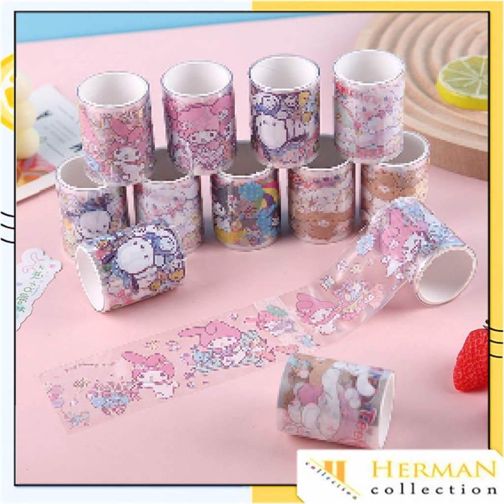 

HC Stiker Gulung Karakter Lucu Pet Tape Sticker Roll Gulung Aesthetic Motif Kartun Masking Tape Sticker Washi Tape PVC Diary Scrapbook DIY Waterproof Daily Planner Untuk Dekorasi Bening Anti Air Anak Perempuan