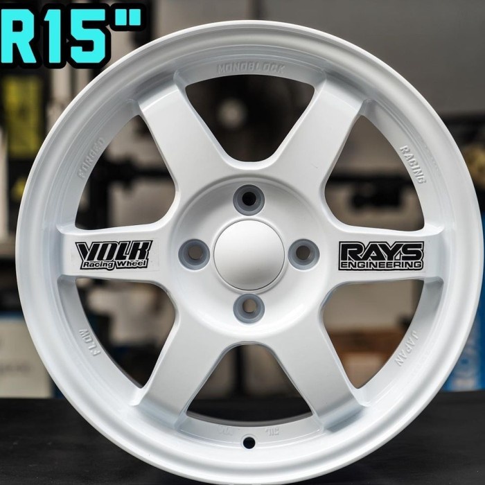 Velg mobil r15 warna putih TE37 Velg ring 15 Yaris Vios Brio Jazz Agya