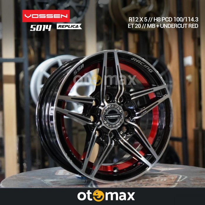 Velg Mobil Vossen 5014 Ring 12 Matt Black Undercut Red