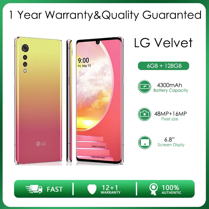 LG Velvet 5G G900N 6+128GB 6.8inch single sim Refurbished-Original Unlocked Wi-fi Cheap Cell Phone F