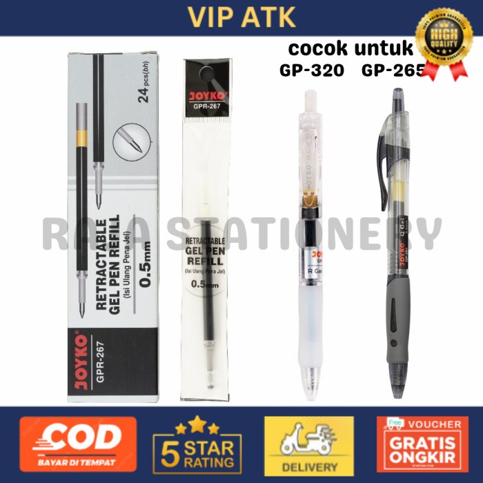

JOYKO GEL PEN REFILL ISI ULANG PEN JOYKO GP-265 GPR-267 1 BOX 24 PCS alat tulis kantor atk
