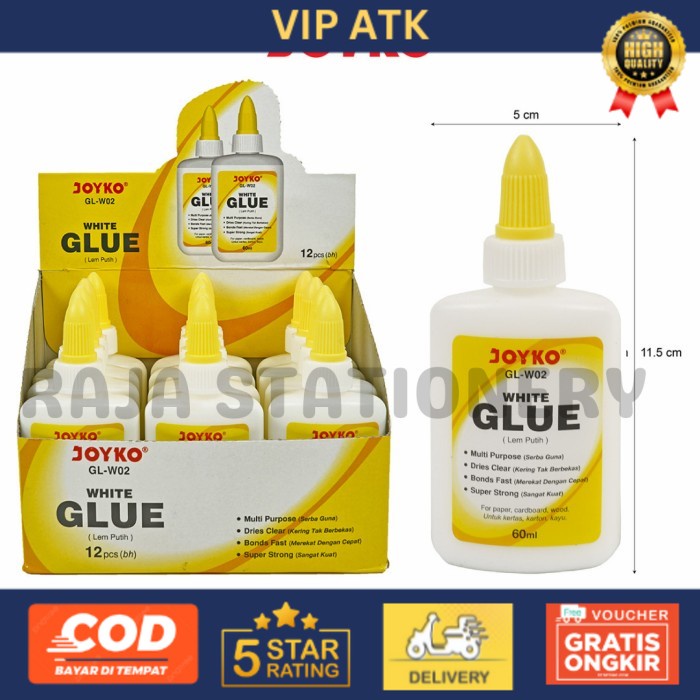 

JOYKO WHITE GLUE 60ML LEM CAIR JOYKO PUTIH PRAKARYA GL-W02 1 BOX 12PCS alat tulis kantor atk