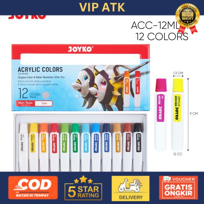 

Joyko TITI Acrylic Colour 12 18 24 Warna / Cat Akrilik Joyko ACC-12ML - 12 Warna alat tulis kantor atk