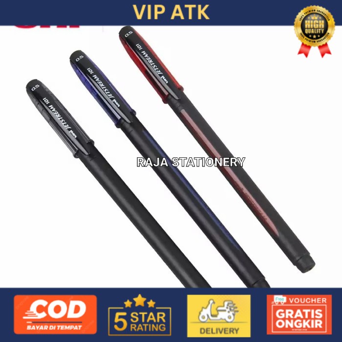 

UNI Jetstream 0.5 0.7 Ball Pen / Pulpen Pen Uni Ball Jetstream SX-101 - Hitam, 1.0 alat tulis kantor atk
