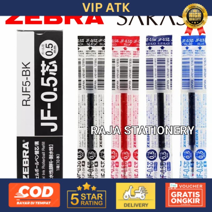 

Zebra REFILL Sarasa Pen JF 0.5 0.7 / Isi Ulang Pen Sarasa Hitam Biru - BLACK, 0.5 alat tulis kantor atk