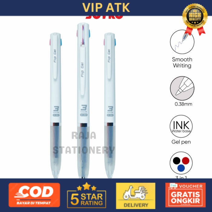 

Joyko Gel Pen 3 COLOURS Flip / Pulpen Pen Joyko 3 WARNA 3 in 1 GP-339 alat tulis kantor atk