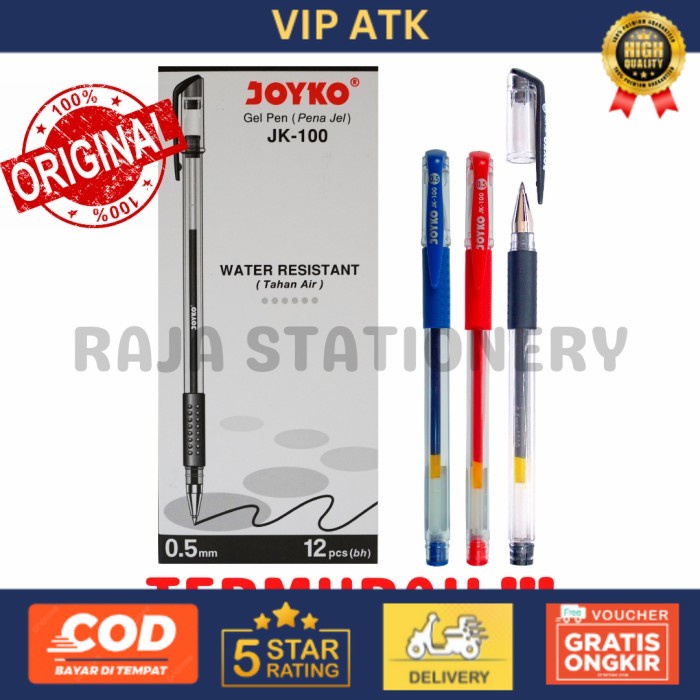 

TERMURAH !! Joyko Gel Pen / Pen Pulpen Pena Joyko JK-100 King Jeller - Hitam alat tulis kantor atk