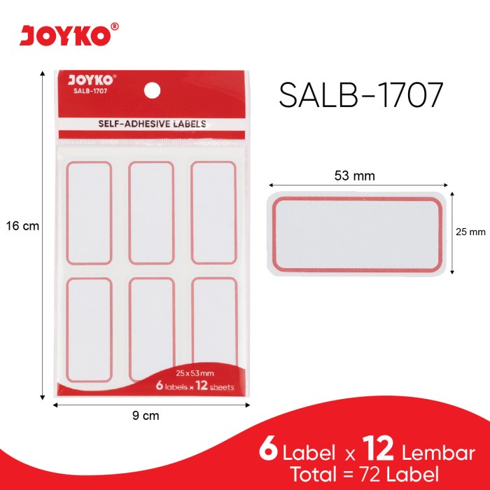 

Label Sticker Self Adhesive Labels Joyko SALB - SALB-1707