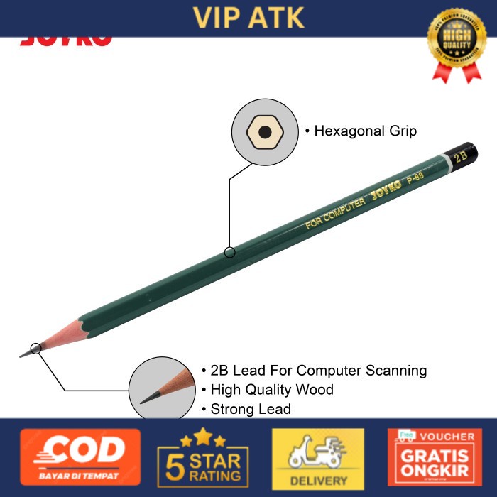 

TERMURAH!! Pensil Kayu Joyko HB 2B Pensil Joyko 2B Komputer Ujian - P-88 alat tulis kantor atk