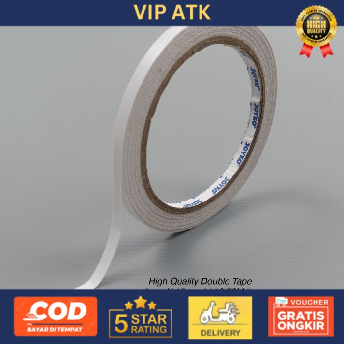 

TERMURAH !! Double Tape Joyko 6mm x 15 Yard Double Tip 1/4 Inch Lem alat tulis kantor atk