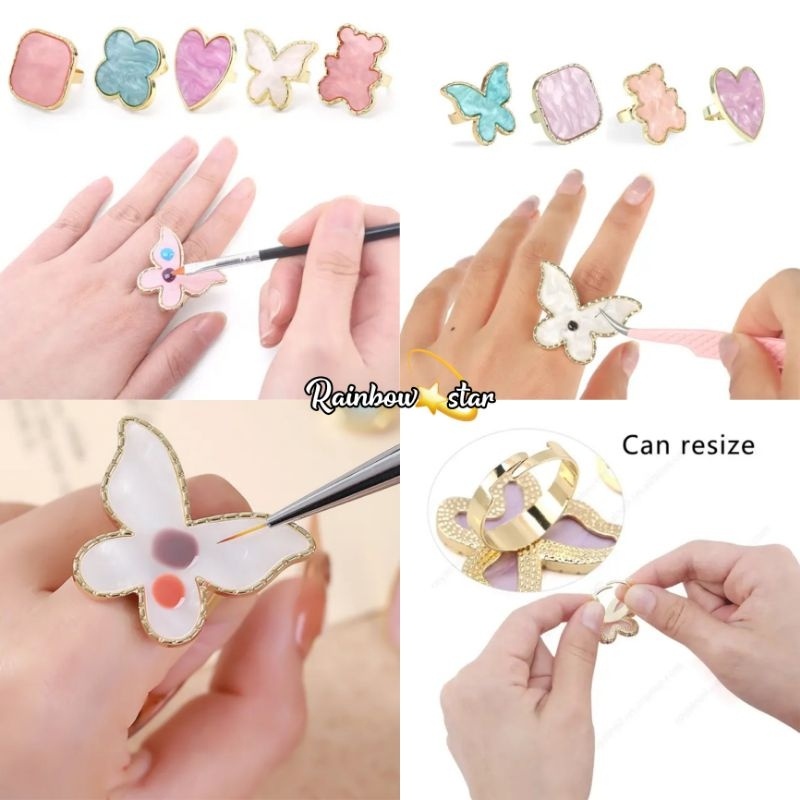 [Rainbow.star2] Ring Palet Nail Art / Cincin Palet Kuku / Cincin Lem Eyelash Extension