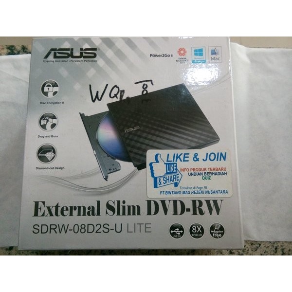ASUS DVDRW External DVD CD RW Portable Eksternal USB HITAM NEW In BOX