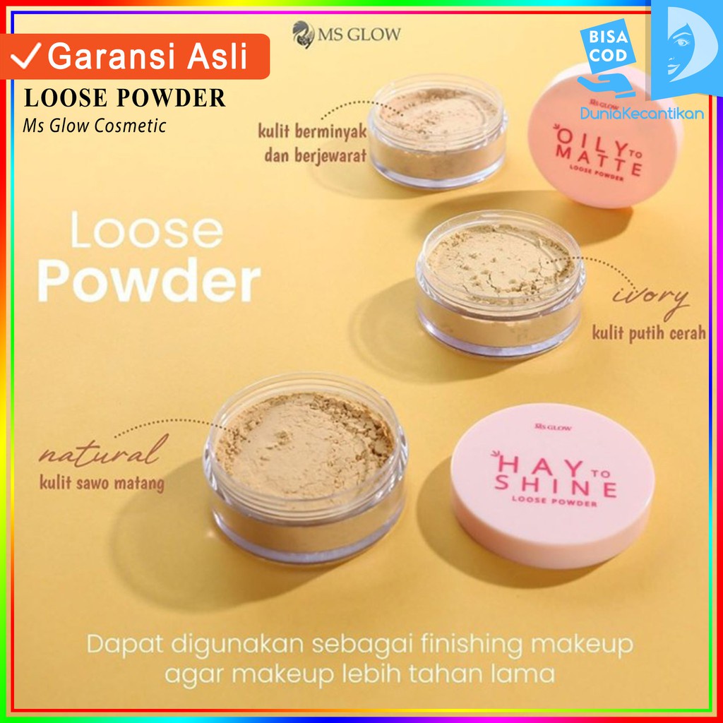 Loose Powder Ms Glow Hay To Shine / Oily To Matte / Bedak Tabur / Bedak Ms Glow Original