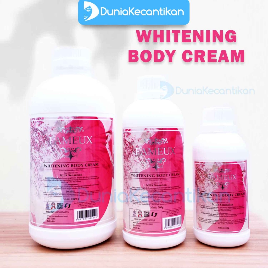 Fameux Whitening Body Cream Body Bleaching Pemutih Badan BPOM Fameux Bleaching Badan