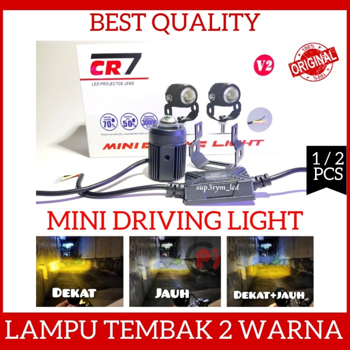 CR7 Lampu Tembak Laser 2 Warna Hi Low Kipas V2 LED Mini Driving Light