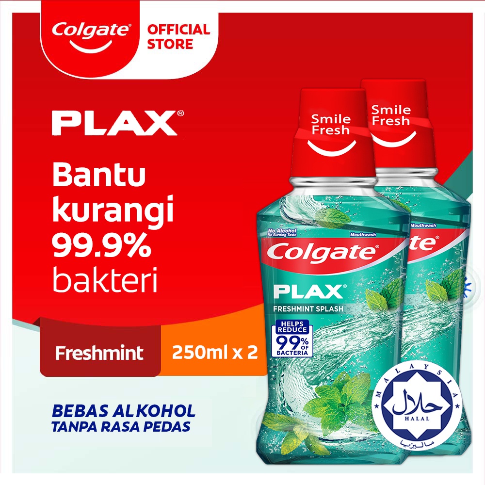 Colgate Obat Kumur Mouthwash Plax Freshmint 250ml - Isi 2