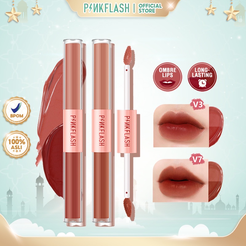 PINKFLASH Double Sense 2 IN 1 Lip Matte Ombrelips Lip Velvet Liptint Ombre Pink Flash