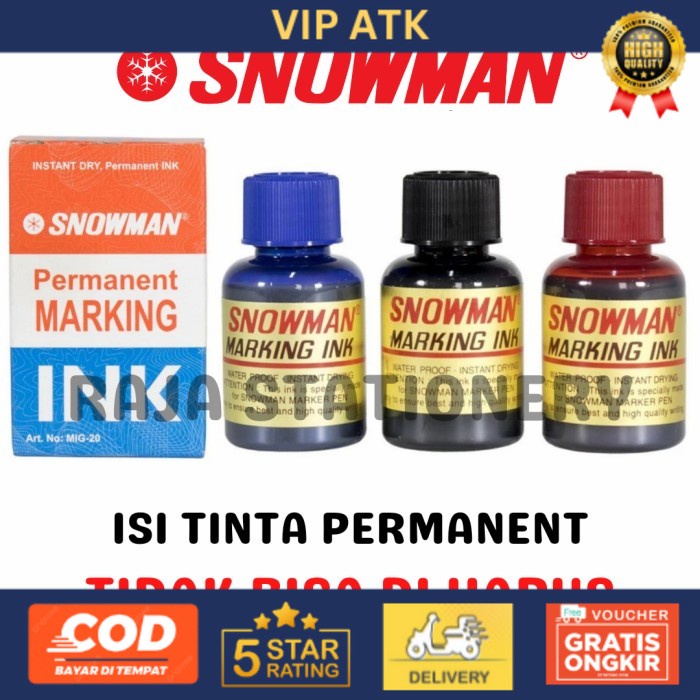 Snowman REFILL Permanent Marker / ISI Tinta Spidol Snowman Permanen - Hitam alat tulis kantor atk