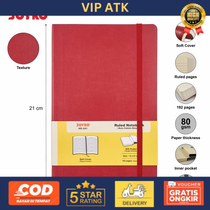 

Joyko Notebook Diary A5 SOFT COVER / Buku Jurnal Joyko A5 Warna NB-681 alat tulis kantor atk